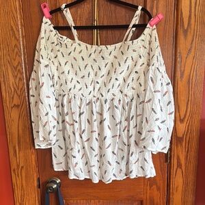 Torrid White 3/4 Sleeve off shoulder smocked Blouse